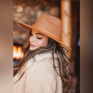 Tan Flat Brim Hat